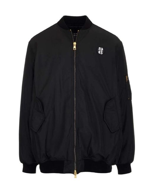 Raf Simons Black Raf Smiley Bk Prnt Chst Bdge Zpup Bmr Jk for men