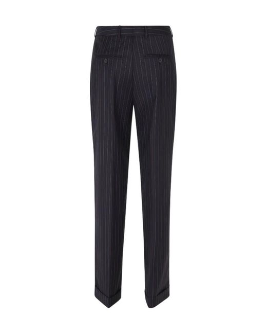 Semicouture Blue Lola Pinstriped Turn-Up Trousers