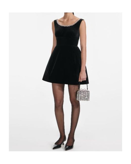 Self-Portrait Black Velvet Mini Dress