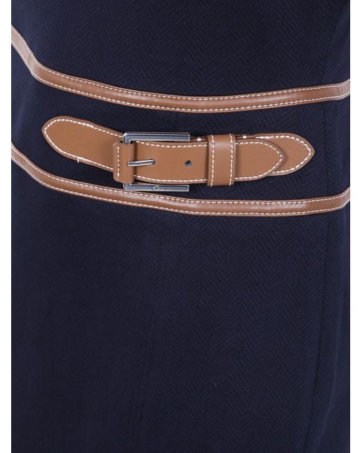 Ralph Lauren Blue Lauren Cap Sleeved Belted Sheath Dress