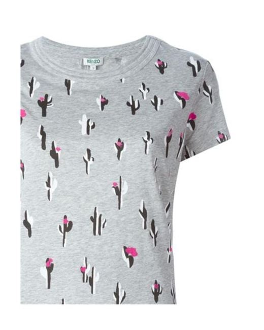 KENZO Gray Cactus Printed Plain Knitted T-Shirt