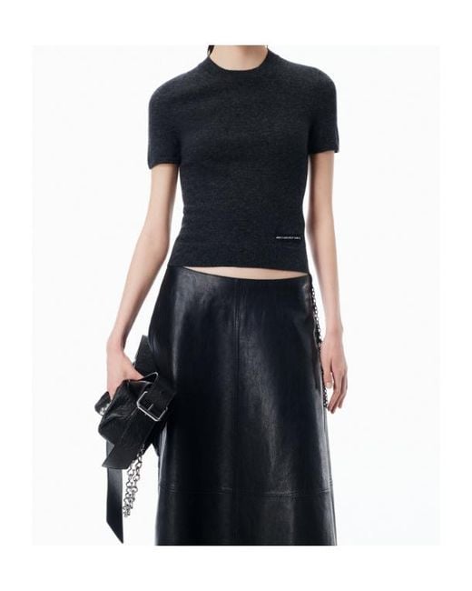 T By Alexander Wang Black Logo Patch Crewneck Knitted T-Shirt