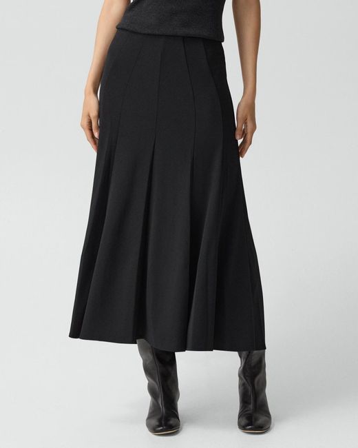 Theory Black Fluted Seam Skirt