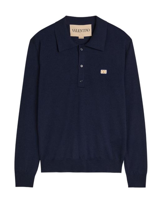 Valentino Blue Wool Polo Shirt for men