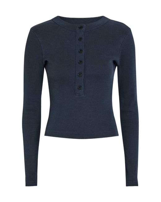 Citizens of Humanity Blue Solid-Color Basic Top