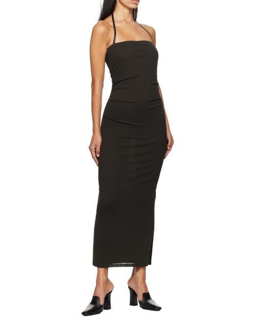 Nanushka Black Ruched Halterneck Midi Dress