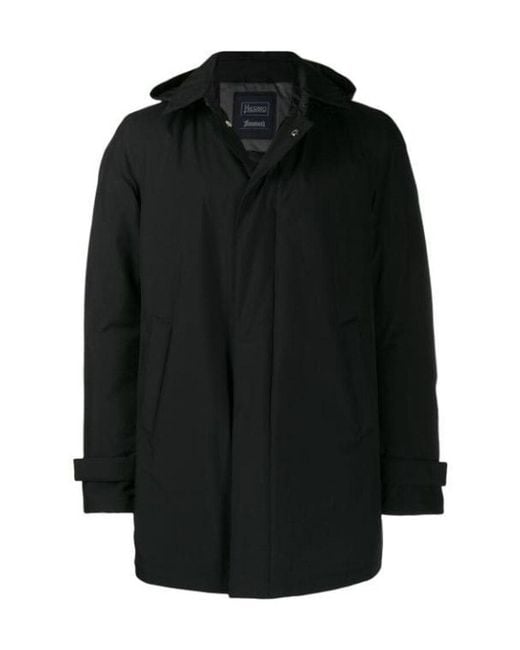 Herno Black Lightweight Hooded Coat for men