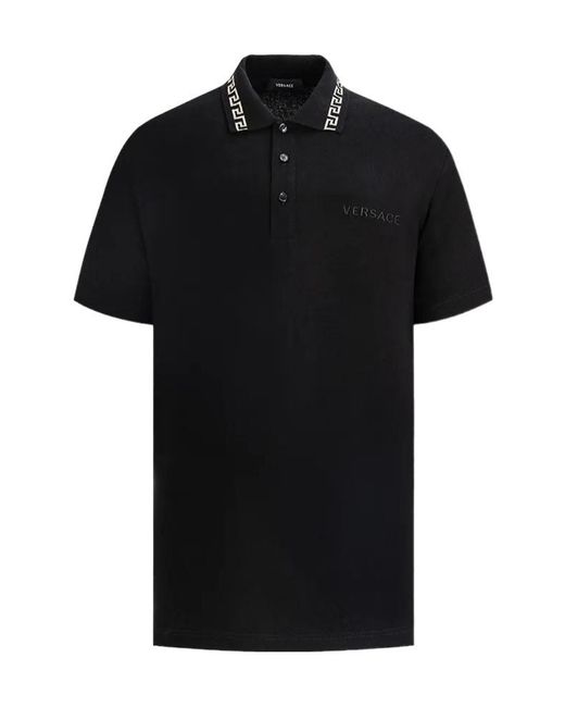 Versace Black Short-Sleeved Polo Shirt for men