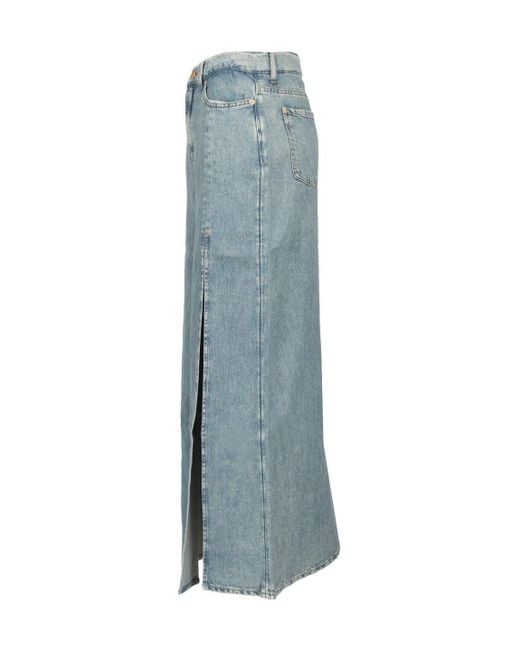 7 For All Mankind Blue Long Skirt With High Slit