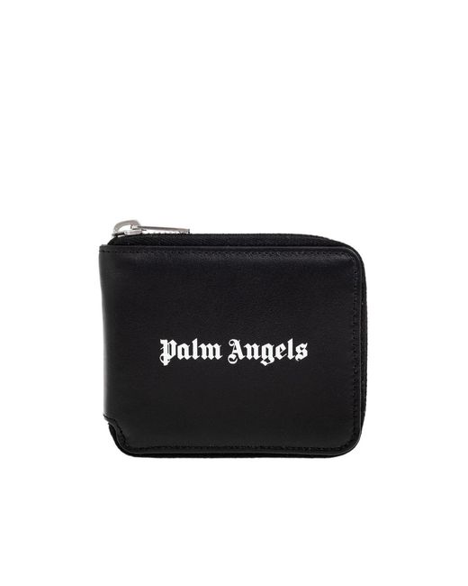 Palm Angels Black Classic Logo Zip Around Wallet for men