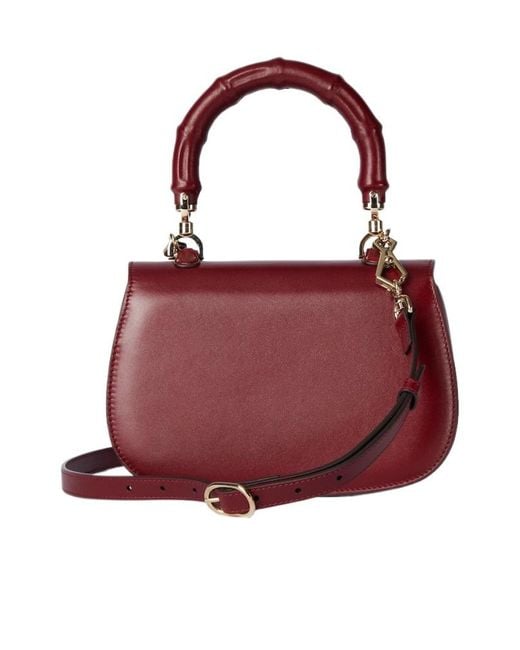 Gucci Red Bamboo 1947 Small Top Handle Bag