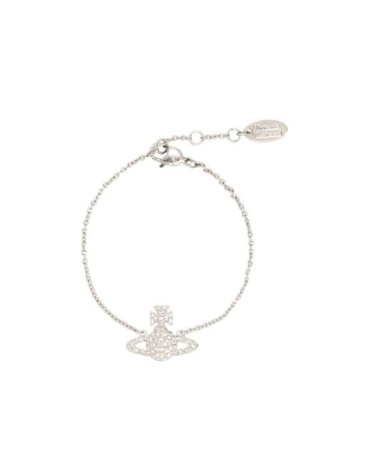 Vivienne Westwood White Orb Embellished Chain-Linked Bracelet