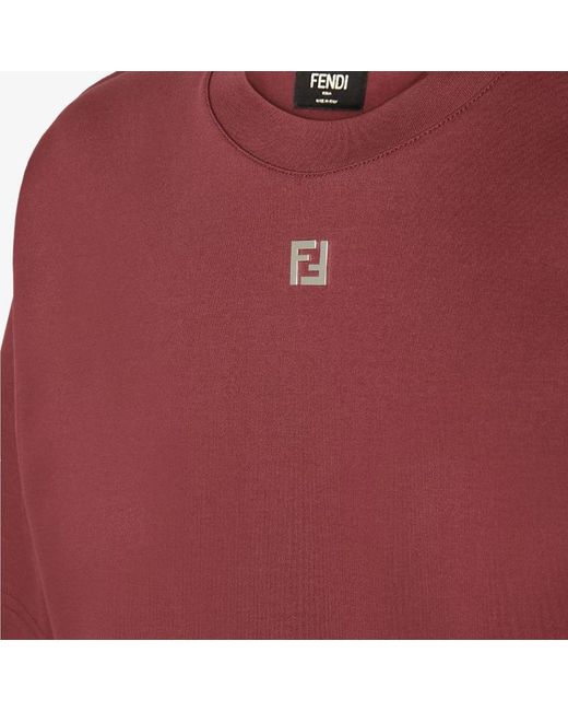 Fendi Red Reguther-Fit T-Shirt With Crethestanesedew Neck for men