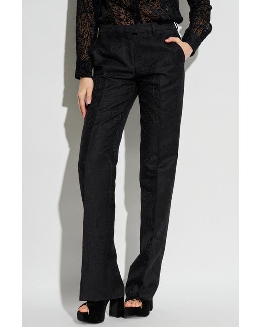 Etro Black Paisley Jacquard Straight-Leg Tailored Trousers