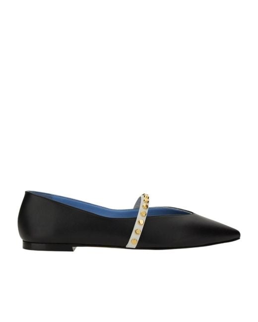 McQueen Black Pointed-Toe Embellished Flats