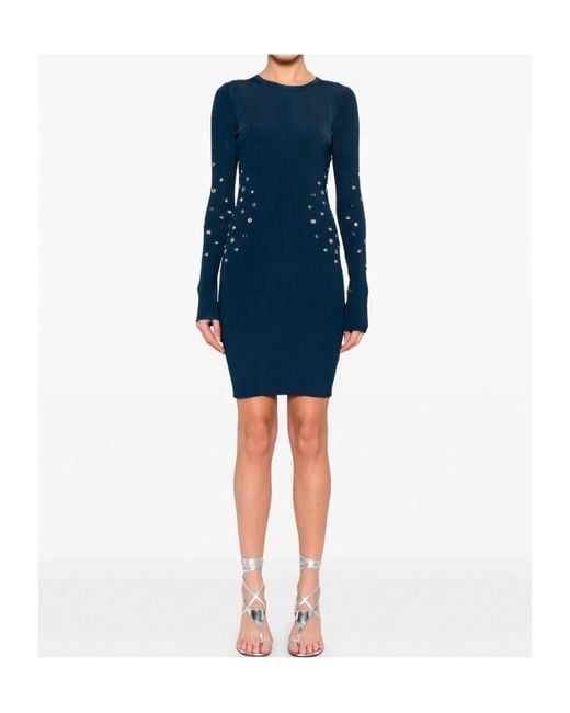 Patrizia Pepe Blue Studded Knitted Dress