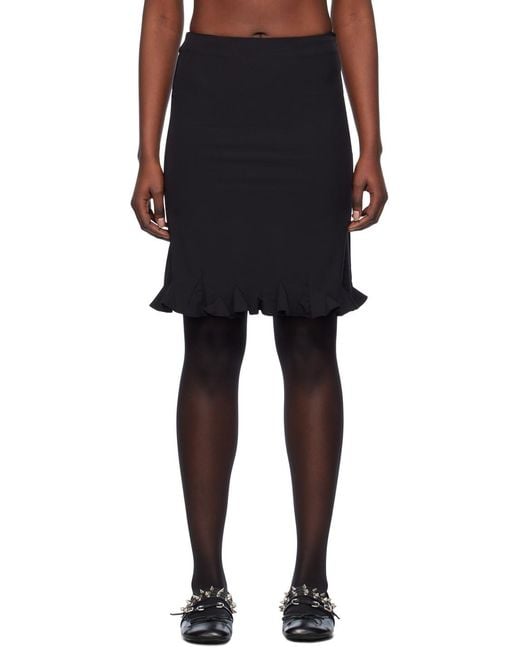 we11done Black Ruffle-Hem Miniskirt