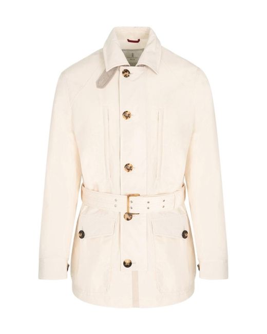 Brunello Cucinelli Natural Long-Sleeved Casual Jacket for men