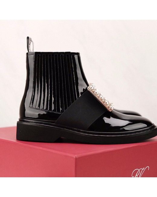 Roger Vivier Black Buckle Detailed Chelsea Boots