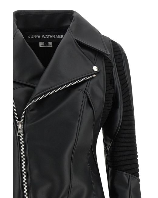 Junya Watanabe Black Paneled Zip-Up Leather Jacket