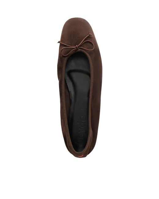 Aeyde Brown Tiby Bow-Detailed Suede Ballet Flats