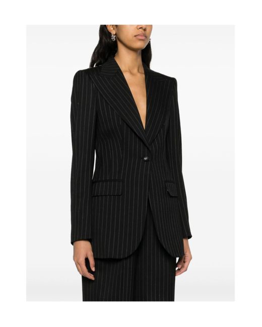 Dolce & Gabbana Black Pinstriped Blazer