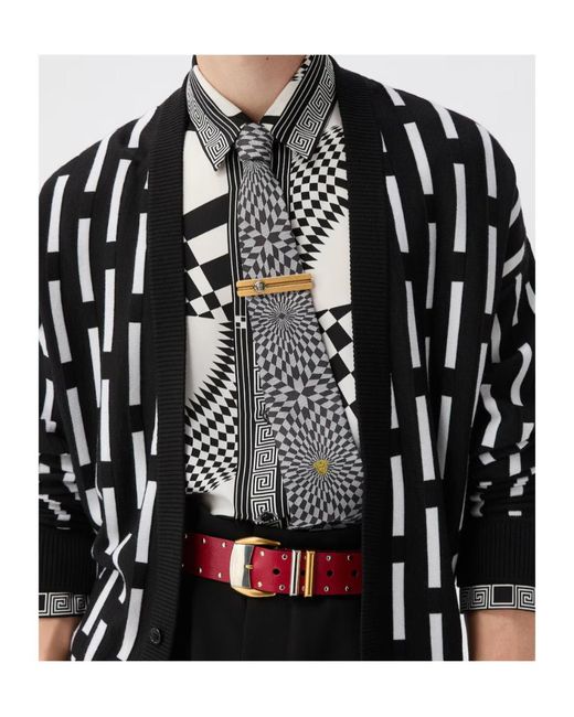 Versace White Jacquard Silk Twill Tie for men