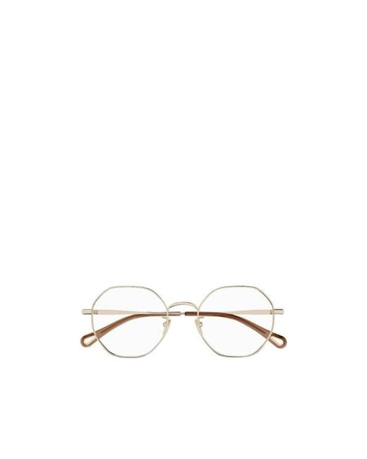 Chloé White Metal Geometric-Frame Glasses
