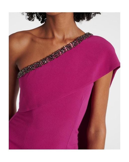Roland Mouret Purple Caped Embellished Satin Crêpe Gown
