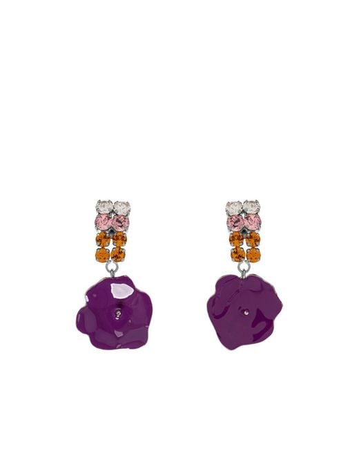 Marni Purple Floral Motif Earrings