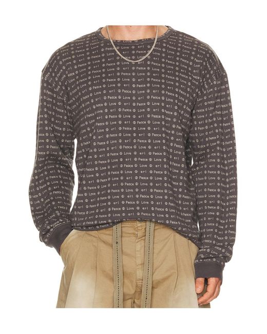 ERL Gray Jacquard Logo Knitted Top for men
