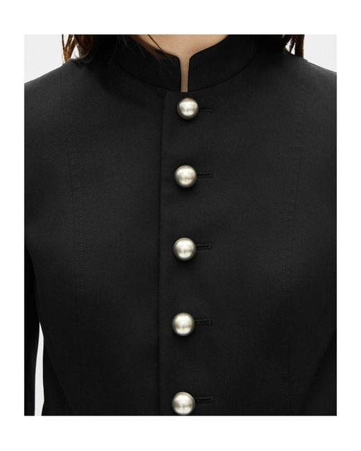 Ann Demeulemeester Black Bab Stand-Collar Button-Up Jacket