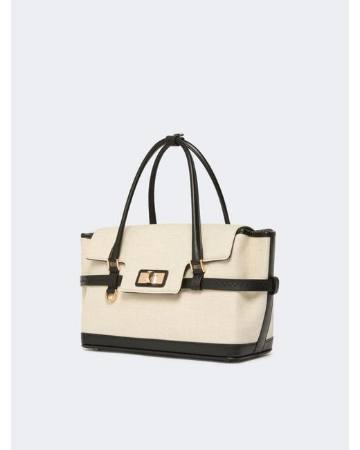 Max Mara Natural Small Margaux Lock Tote Bag