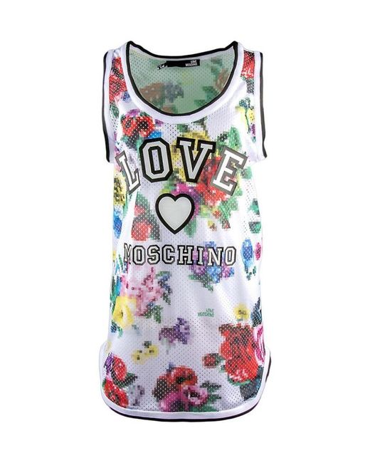 Moschino White Logo Printed Long Vest
