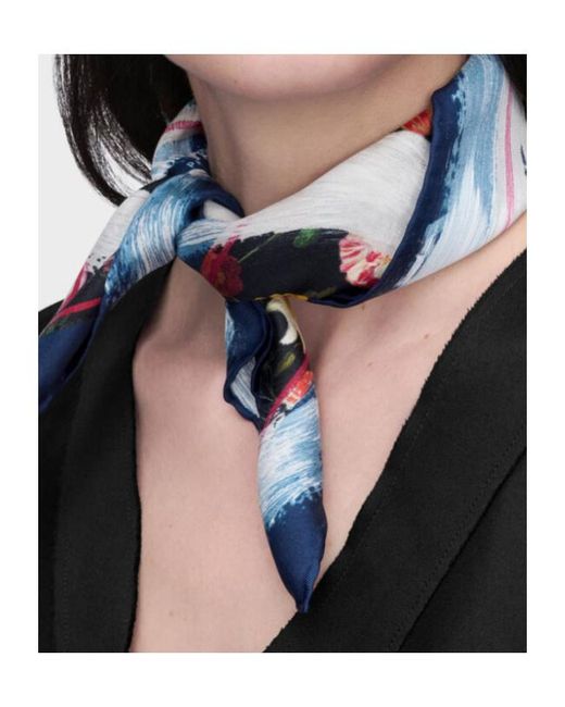 Maison Margiela Blue Floral-Print Silk Scarf