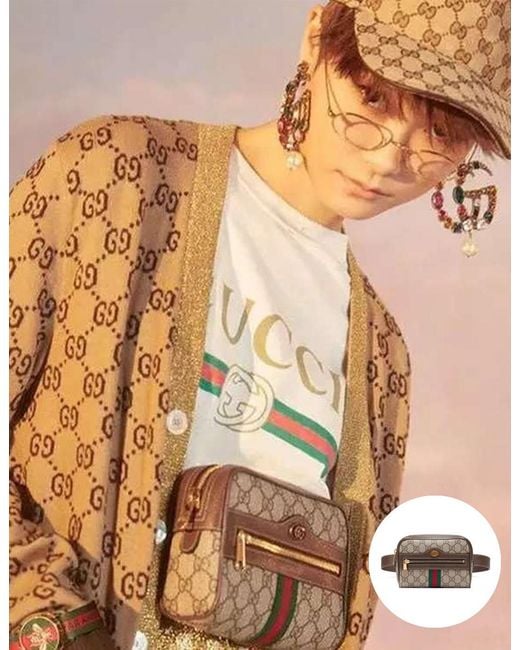 Gucci Brown Ophidia Gg Supreme Small Belt Bag Bag