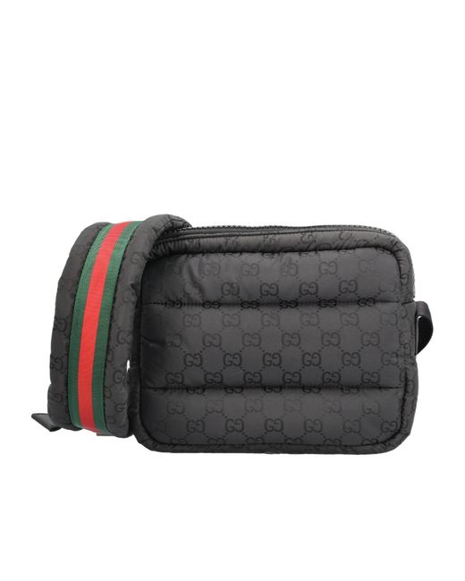 Gucci Black Gg Printed Padded Messenger Bag for men
