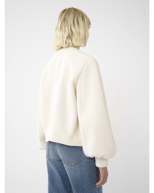 Chloé White Balloon-Sleeve Cropped Jacket