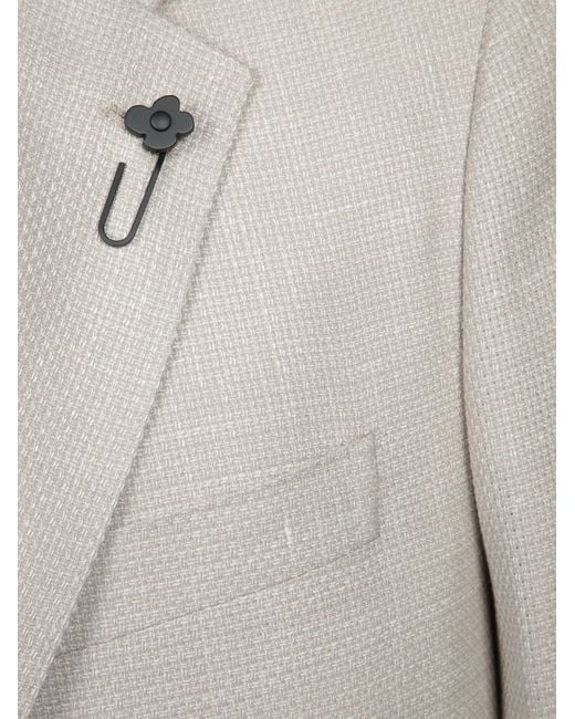Lardini Gray Two-Button Textured Blazer for men