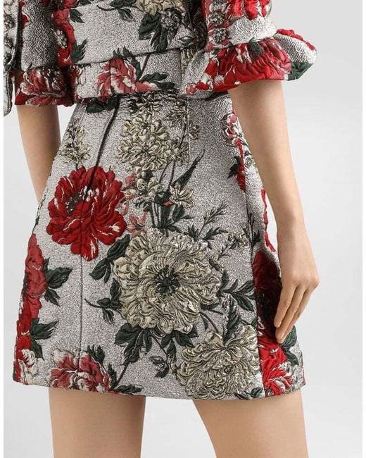 Dolce & Gabbana Gray Floral Lurex Skirt