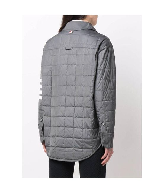 Thom Browne Gray Quilted Shirt Down Jacket
