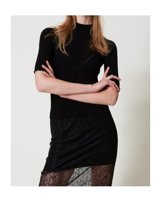 Twinset Black Knitted T-Shirt