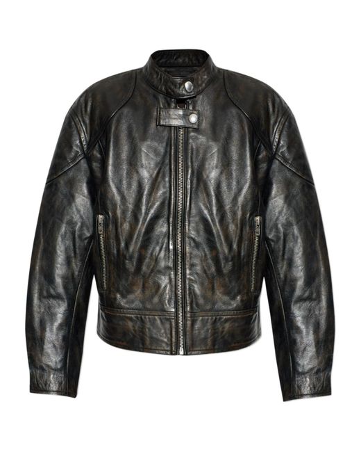 Stand Studio Black Alita Zip-Up Leather Jacket