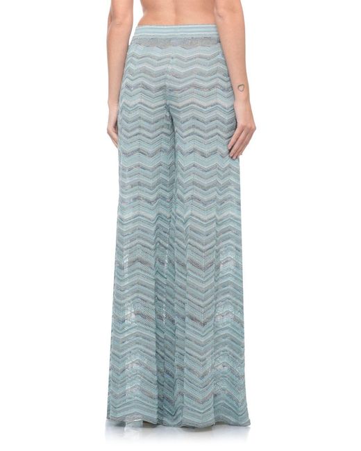 D.exterior Blue Metallic Chevron Wide-Leg Pants