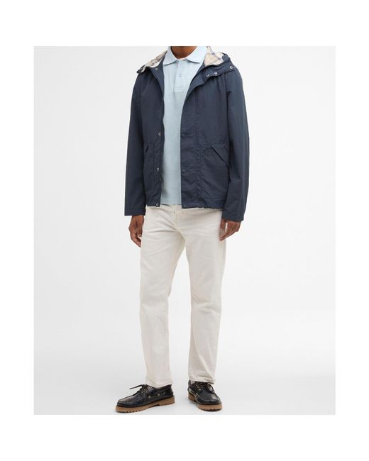 Barbour Blue Zippered Hooded Raincoat for men