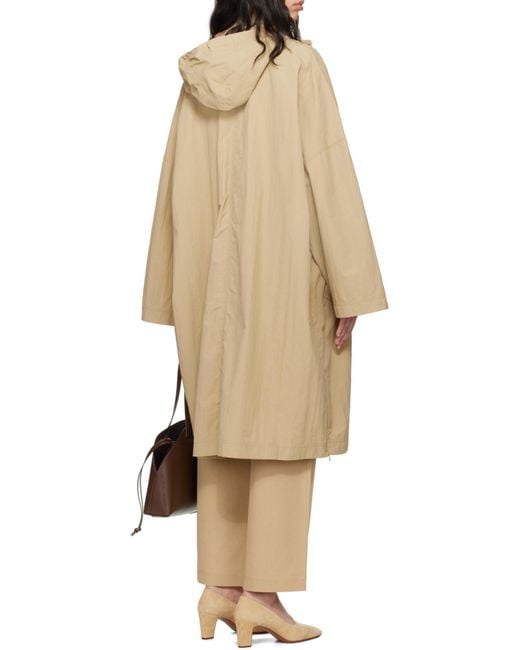 Totême Natural Totême Zip-Up Hooded Drawstring Coat