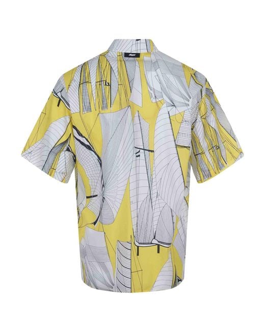 MSGM Blue Graphic Printed Short Sleeved Shirt for men