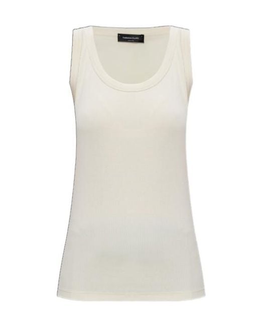 Fabiana Filippi White Embellished Sleeveless Ribbed Top