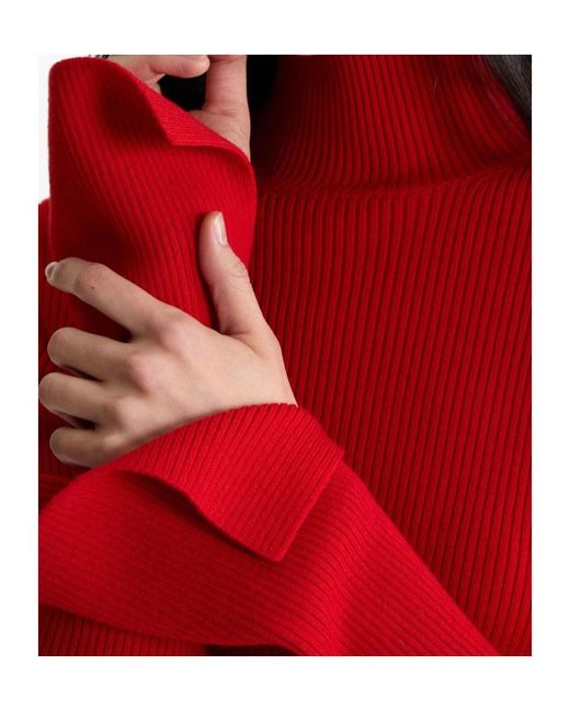 Patou Red Ribbed High-Neck Sweaters