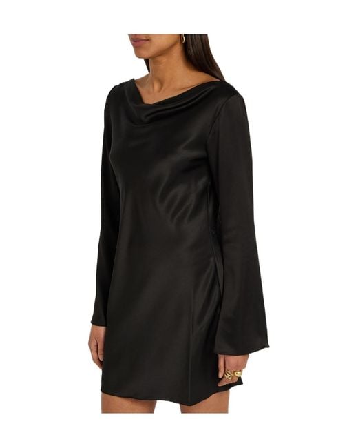 Reformation Black Satin Mini Dress